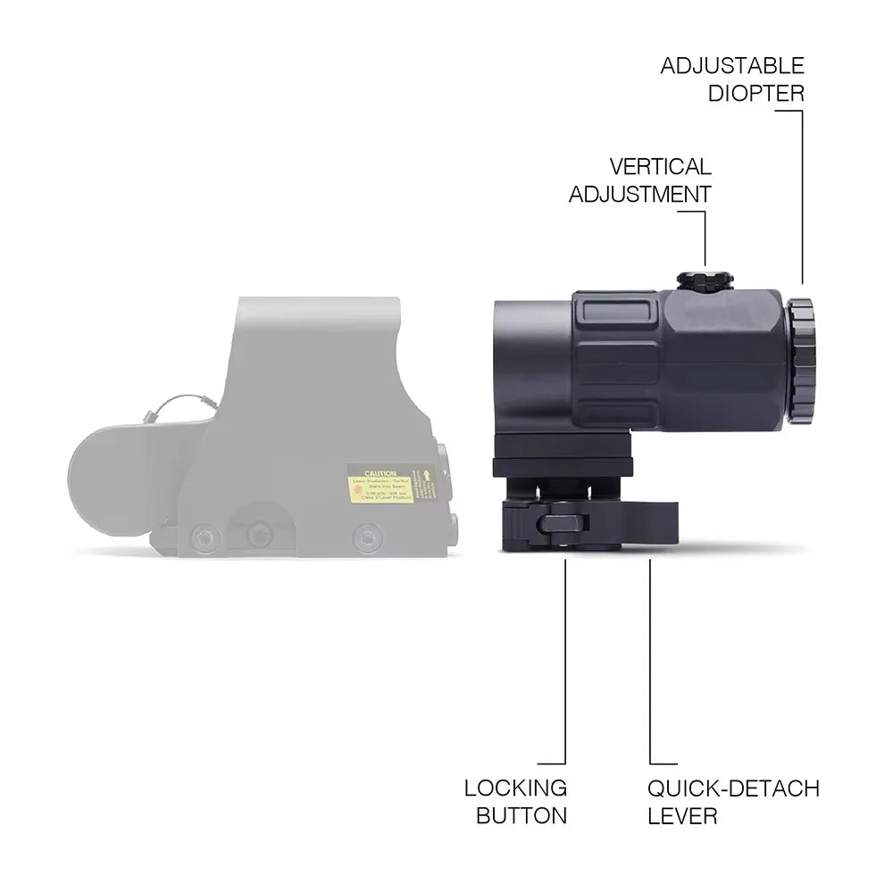 G33 G43 G45 Sight Fixed 3X 5X Magnifier Scope With Switch to Side Quick Detachable QD Mount For Hunting