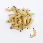Rubber Maggots Fishing Bait Set with Hooks - Versatile Grub Lures for Bass,Trout,Crappie,Bluegill,Ideal for Freshwater Fishing