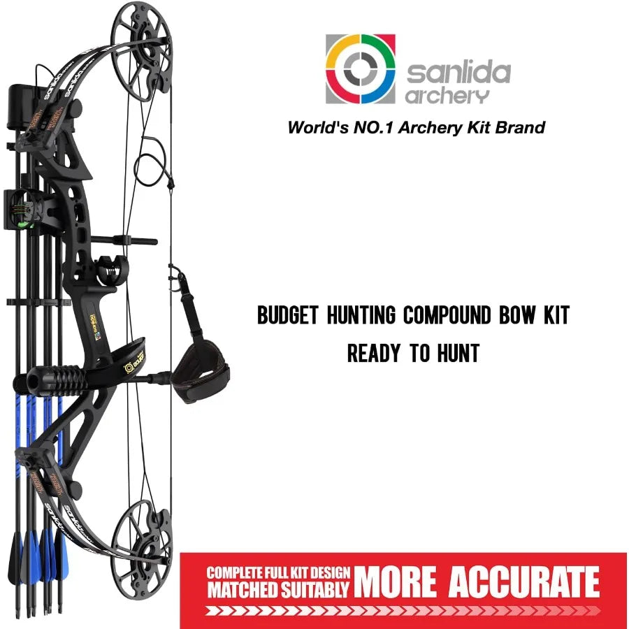 Sanlida Dragon X7 Ready to Hunt Compound Bow Package for Adults Archery Compound Bow and Arrow Set 0-70 Lbs Draw Weight righthand