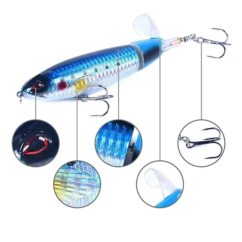 Popper Fishing Lure Set 11cm/14g Artificial Topwater Hard Bait Rotating Wobblers Tackle Fishing Bait Accessories 5/10Pcs