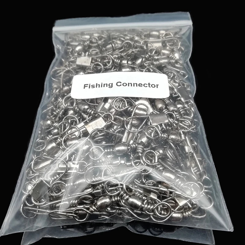 50Pcs Fishing Connector Swivels Interlock Pin Bearing Rolling Swivel Snap Swivel Fishhook  FishingLure