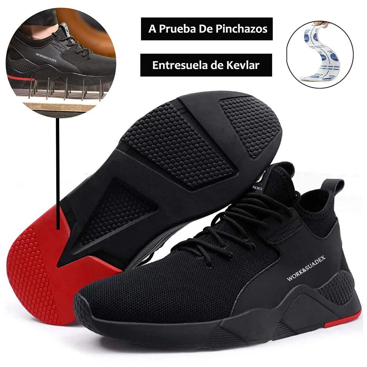 SUADEX Men Work Safety Shoes Steel Toe Cap Anti-Smashing Puncture Proof  Non-Slip Breathable Work Shoes