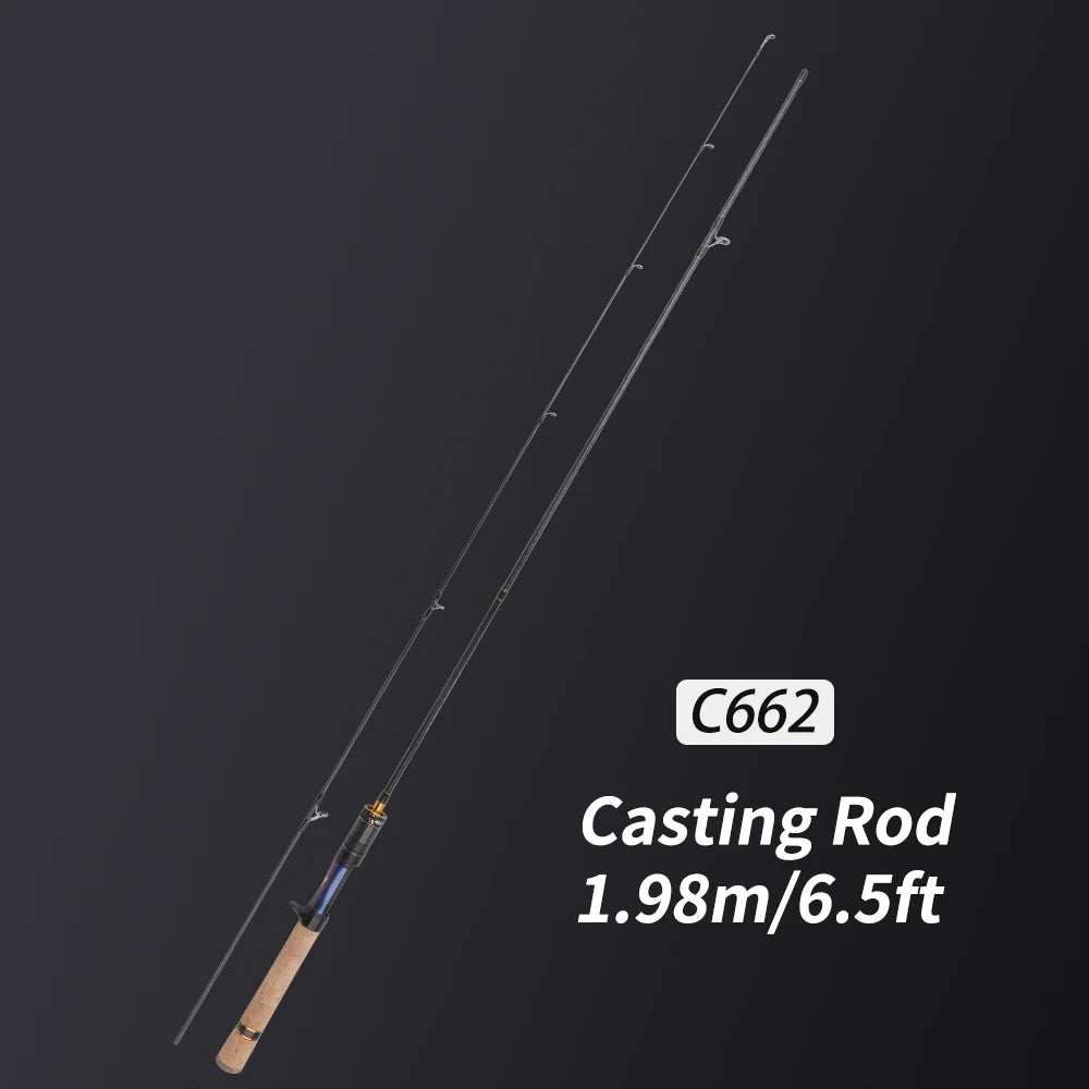 ROLLFISH Ultra Light Carbon Fiber Spinning & Casting Fishing Rod, UL Power Freshwater for Trout Bass with Sensitive Tip