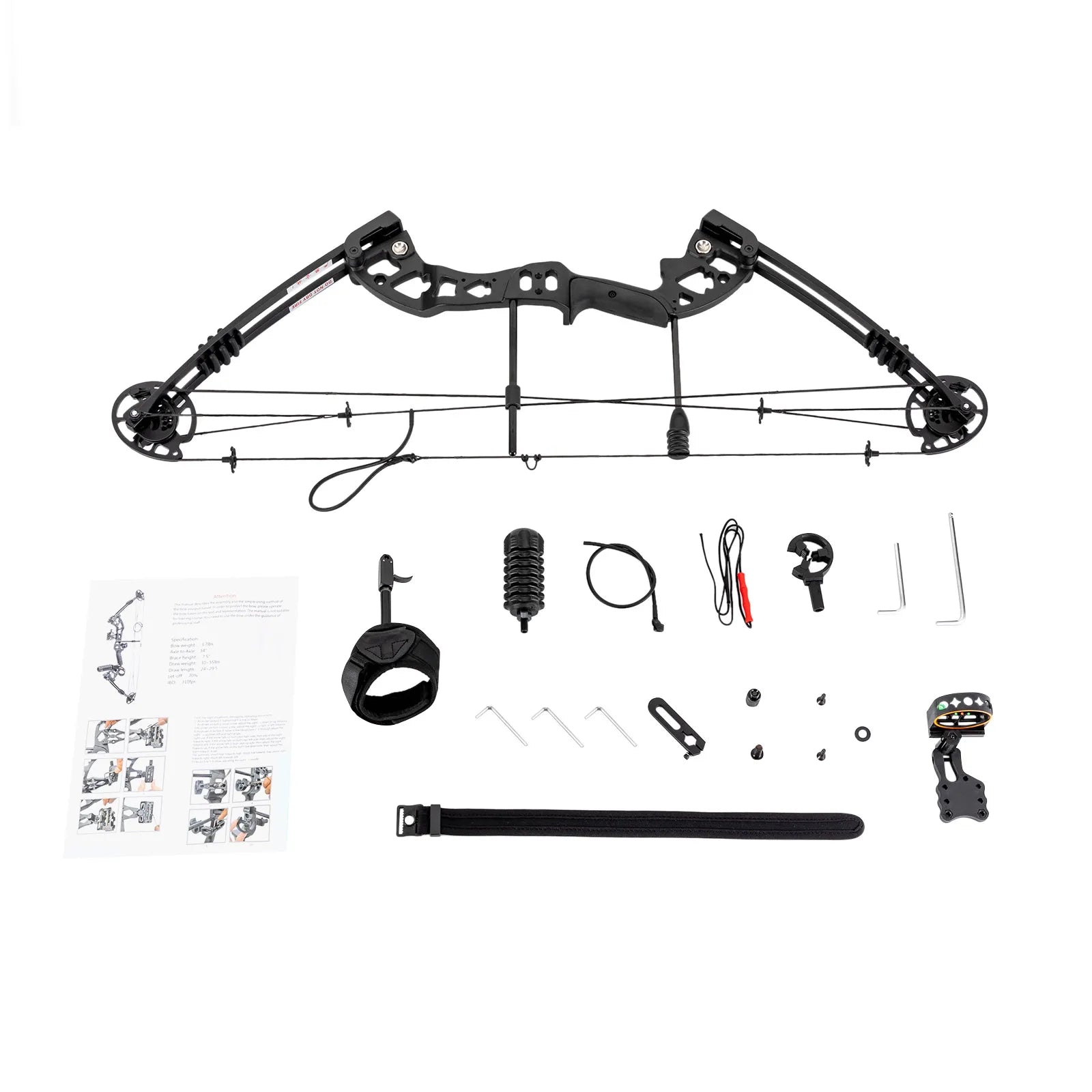 30-55 lbs Compound Bow Adjustable Draw Weight and Length with 3-Pin Sight 12 Arrows Complete Arch Set for Adults Right Hand