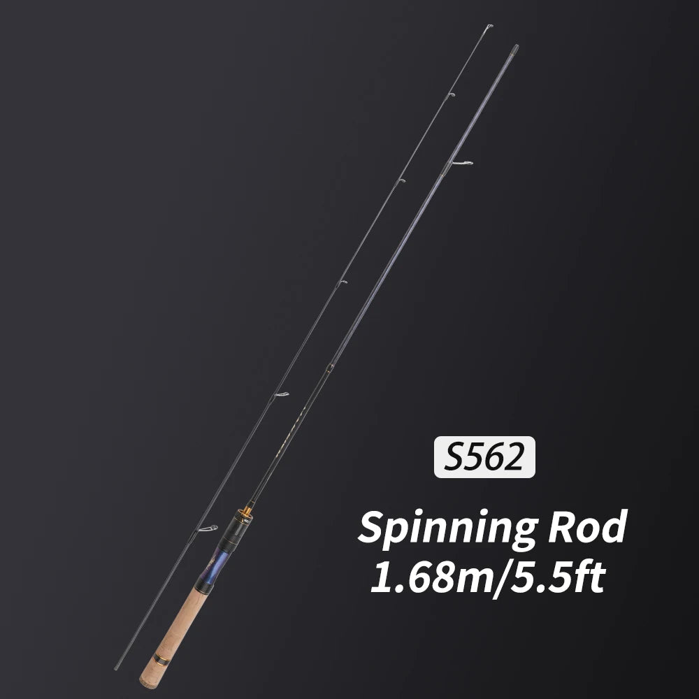 ROLLFISH Ultra Light Carbon Fiber Spinning & Casting Fishing Rod, UL Power Freshwater for Trout Bass with Sensitive Tip