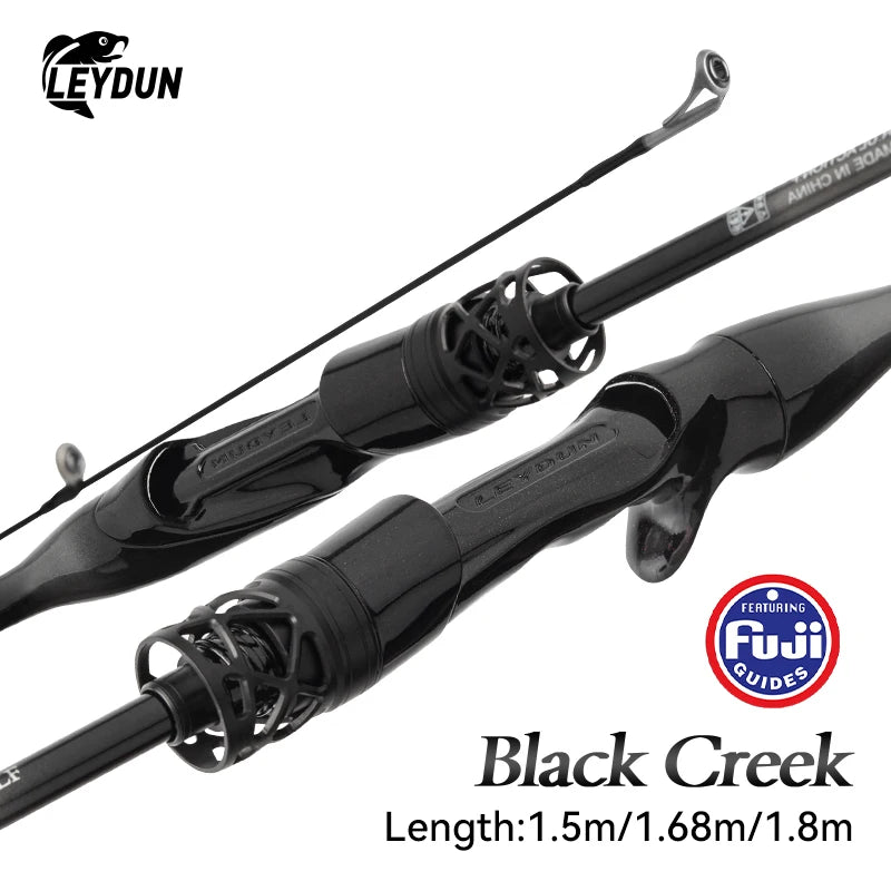 LEYDUN Black Creek Fishing Rod 2 Section Spinning Casting 1.5/1.68/1.8m Travel Rod Baitcasting Ultralight Carbon Fiber Rod