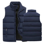 Mens Vest Jacket Warm Sleeveless Jackets Winter Waterproof Zipper Coat Autumn Stand-up Collar