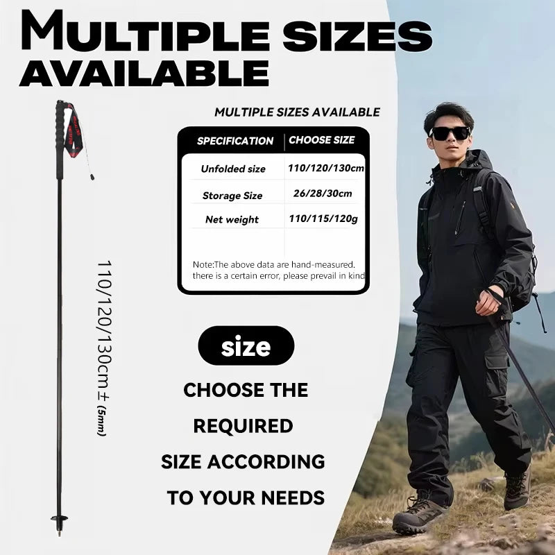 Local+ 2PCs Trekking Poles Carbon Fiber 115g Ultra-Light Hiking Poles Camping Stick Foldable Walking Cane