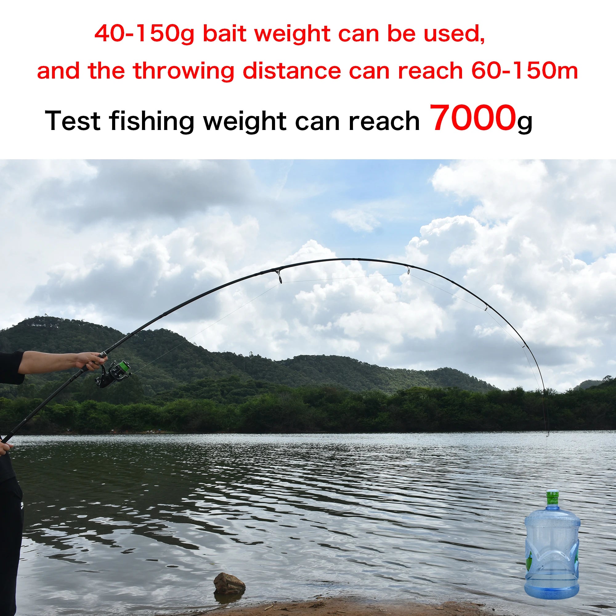 BIUTIFU 2Tips  Fishing Rod 3.5lb 7Sections 4.2/3.6/3.0m 30t Carbon Fiber  Throwing 60-150m Shore Casting Spinning Pole