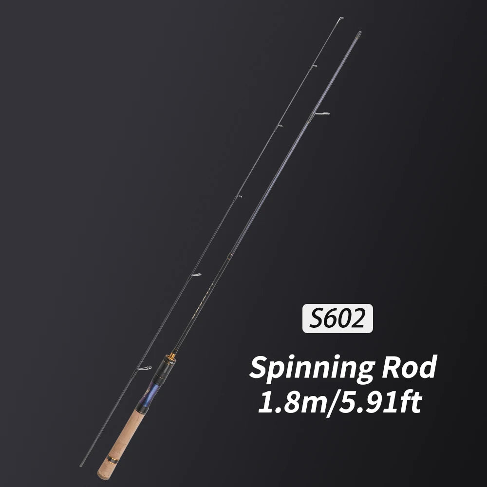 ROLLFISH Ultra Light Carbon Fiber Spinning & Casting Fishing Rod, UL Power Freshwater for Trout Bass with Sensitive Tip