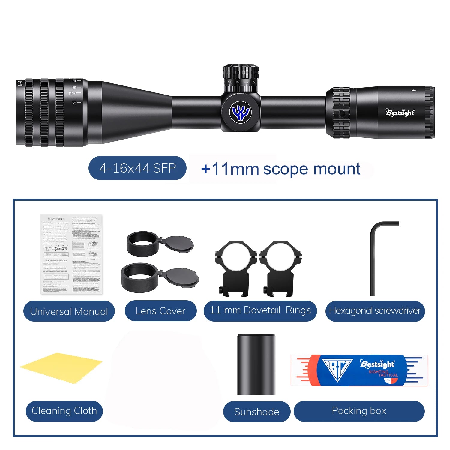 Tactical 4-16x44 AOE Hunting Scopes Illuminated Sight