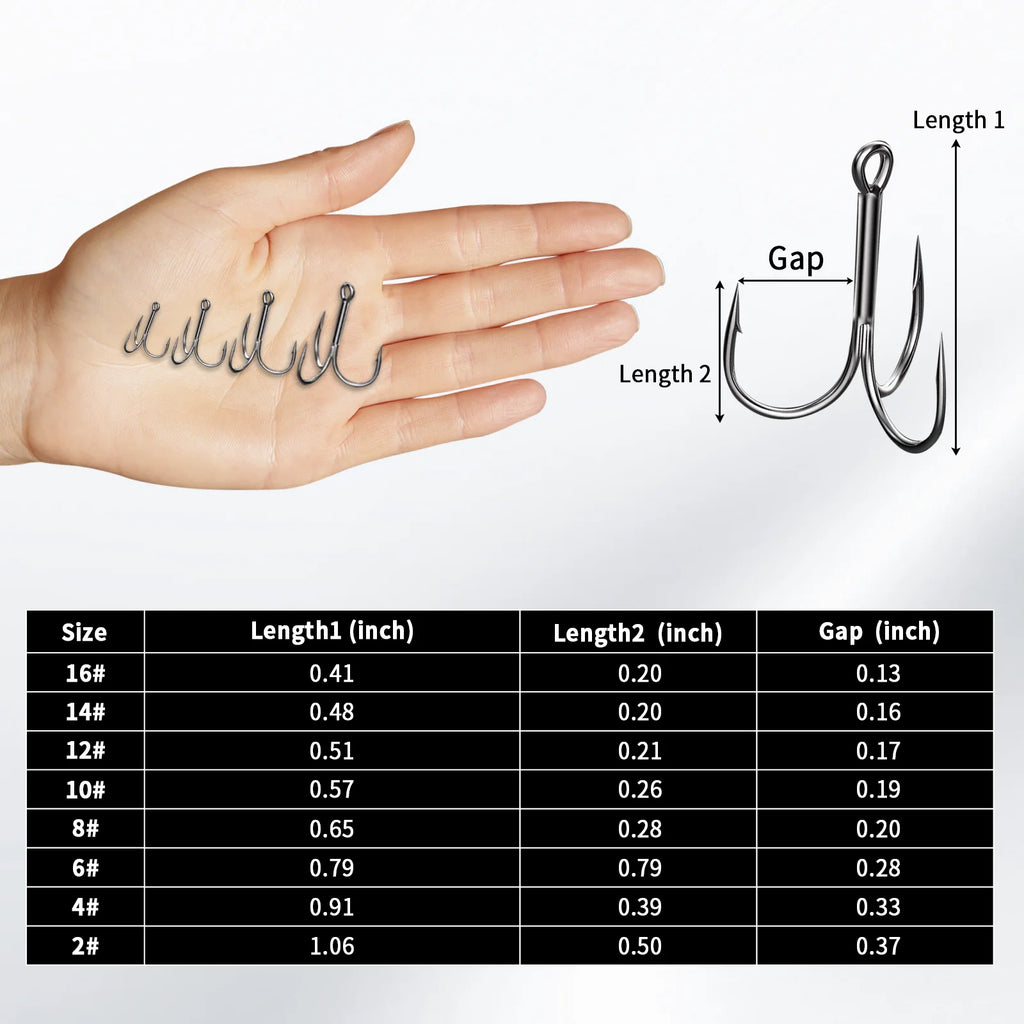 9KM Fishing Treble Hooks High Carbon Steel Brabed Triple Hook Fishing Hooks on Hard Lures Saltwater Fishing