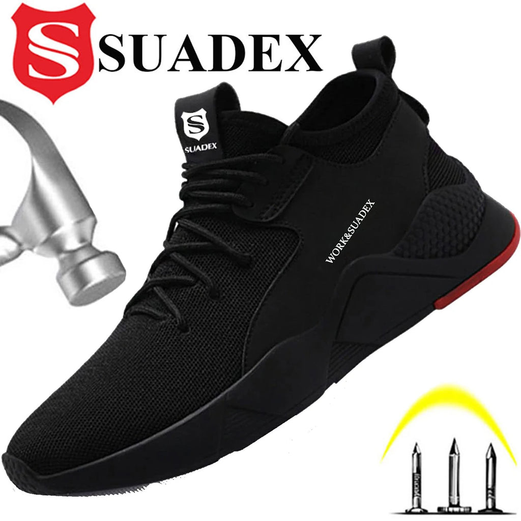 SUADEX Men Work Safety Shoes Steel Toe Cap Anti-Smashing Puncture Proof  Non-Slip Breathable Work Shoes