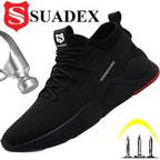 SUADEX Men Work Safety Shoes Steel Toe Cap Anti-Smashing Puncture Proof  Non-Slip Breathable Work Shoes