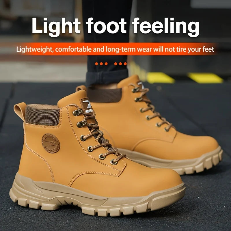 Mens Puncture-Proof Steel Toe Safety Boots Oil & Slip-Resistant Industrial Shoe Outdoor Work Shoes