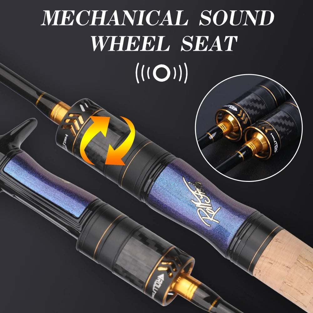 ROLLFISH Ultra Light Carbon Fiber Spinning & Casting Fishing Rod, UL Power Freshwater for Trout Bass with Sensitive Tip