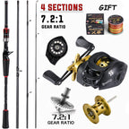 Sougayilang Fishing Rod and Reel Combo Set 1.8~2.1m Carbon Fiber Casting Rod and 7.2:1 Gear Ratio Reel Max Drag 10kg