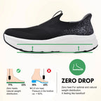 Mens Slip in Free up Hands Shoes Wide Toe Box Arch Support Orthopedic Walking Sneakers Cushioned Thick Zero Drop Sole
