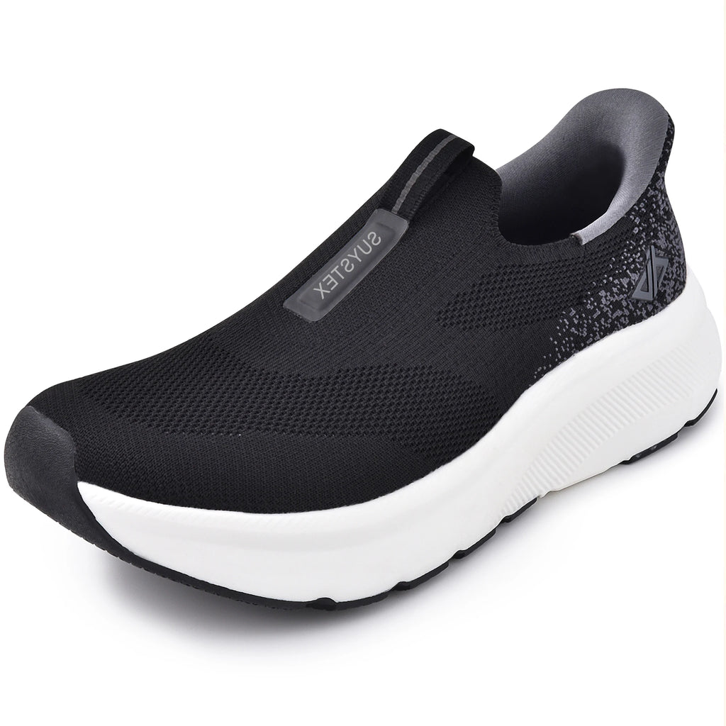 Mens Slip in Free up Hands Shoes Wide Toe Box Arch Support Orthopedic Walking Sneakers Cushioned Thick Zero Drop Sole