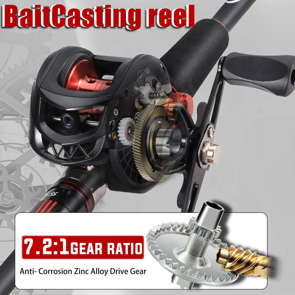 Sougayilang Fishing Rod and Reel Combo Set 1.8~2.1m Carbon Fiber Casting Rod and 7.2:1 Gear Ratio Reel Max Drag 10kg