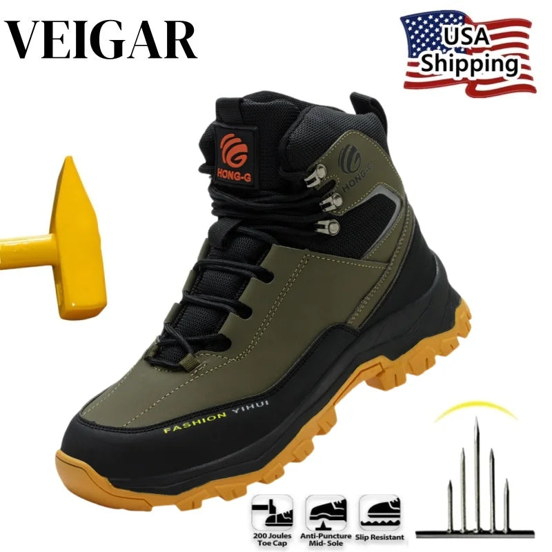 Protective Work Safety Shoes For Men Breathable Shoes Anti-Puncture Steel Toe Cap Work Boots