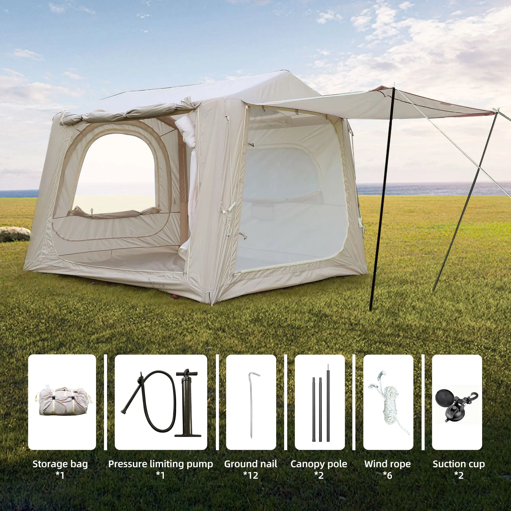 Inflatable Tents for Camping suv tent  Easy Setup Inflatable Tent Waterproof  Glamping Tents for Camping Adult 4/6/8 Person