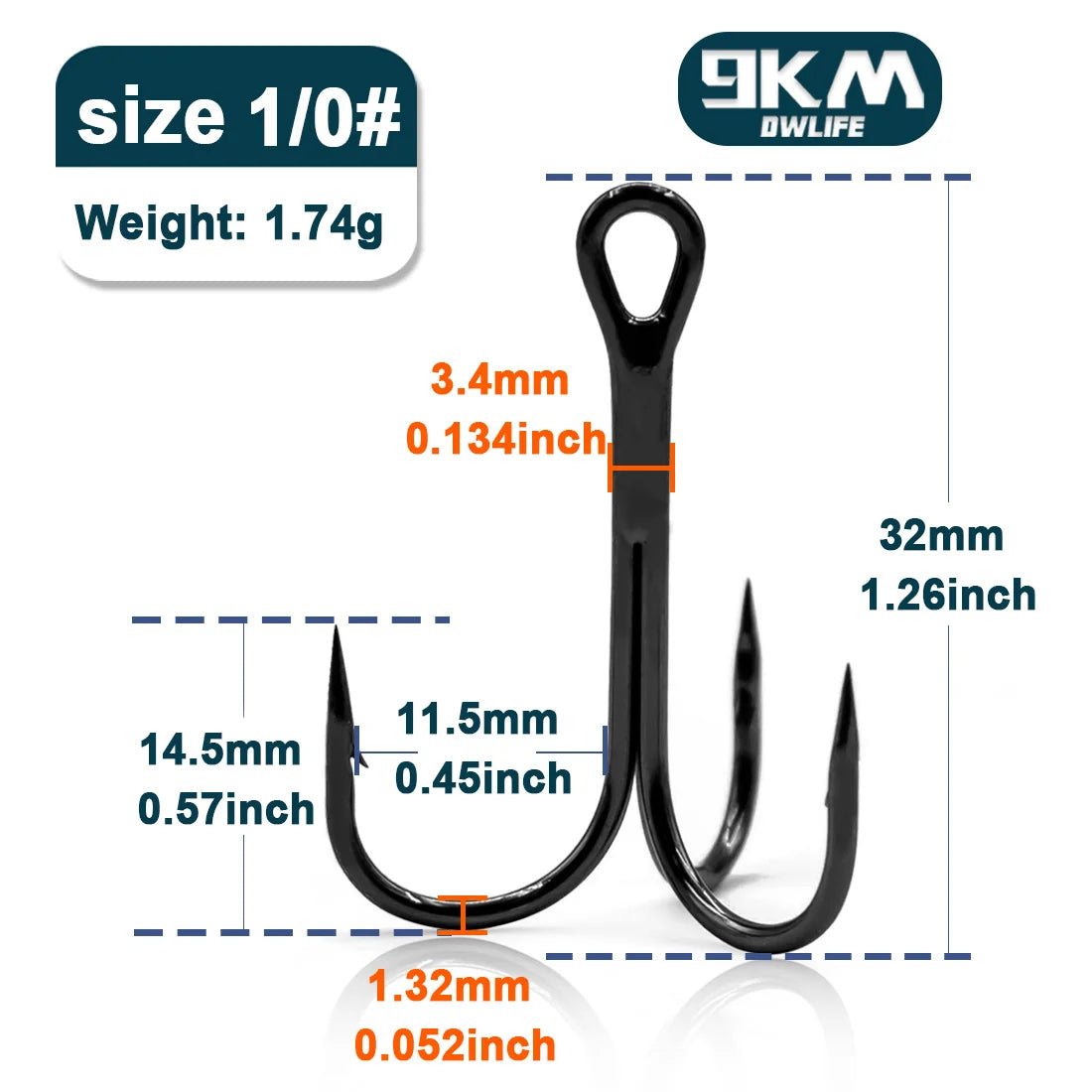 9KM Fishing Treble Hooks High Carbon Steel Brabed Triple Hook Fishing Hooks on Hard Lures Saltwater Fishing