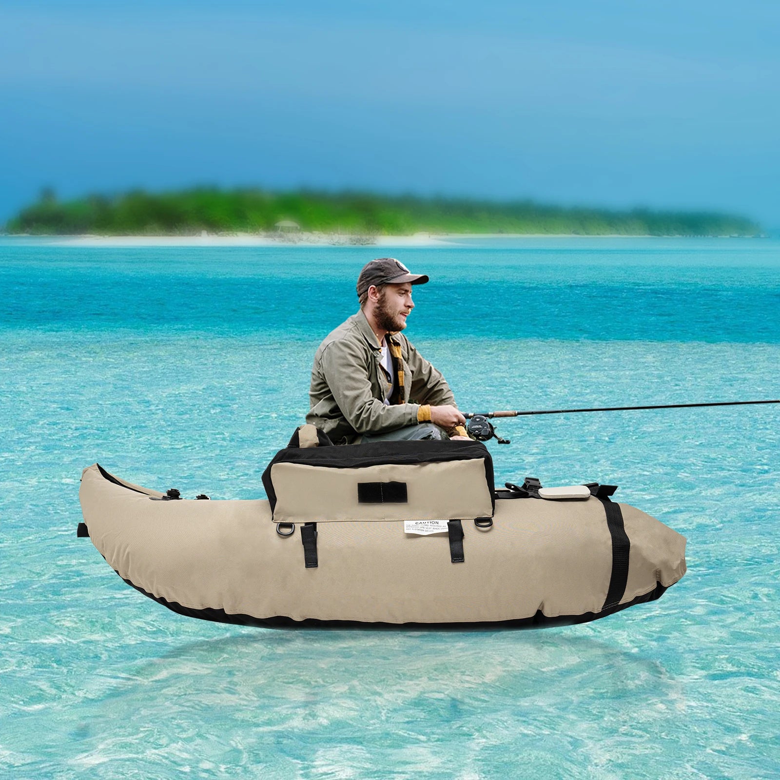 Outdoor Inflatable Fishing Boat with Adjustable Backrest