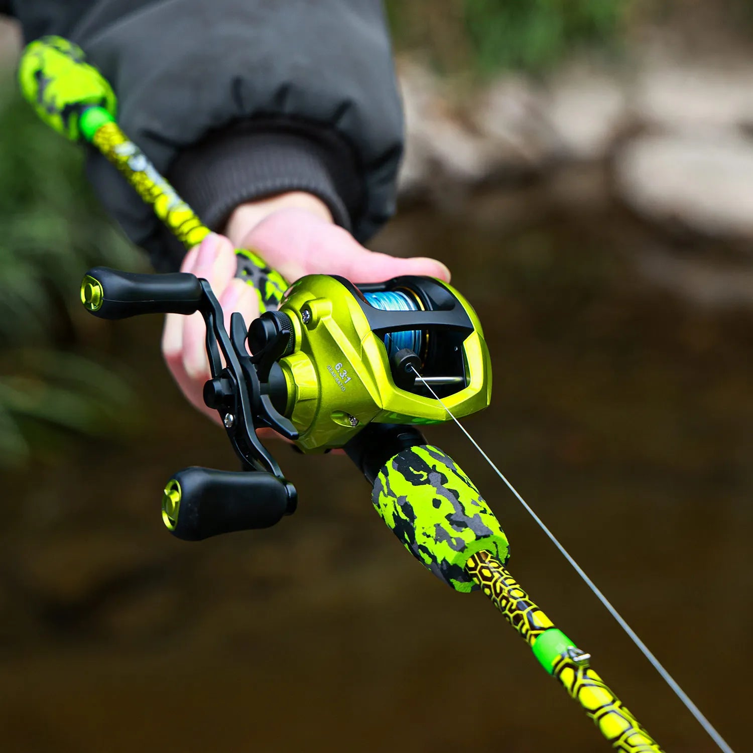 Sougayilang 1.68m/1.8m M Power Baitcasting Fishing Rod Reel Combo 30 Ton Carbon Fiber 6.3:1 Gear for Freshwater Bass Fishing