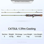 STREAM KING  Spinning Fishing Rod  61.9g Ultralight Casting Carbon Rods MF Action UL L power  Fishing Tackle Travel Rod