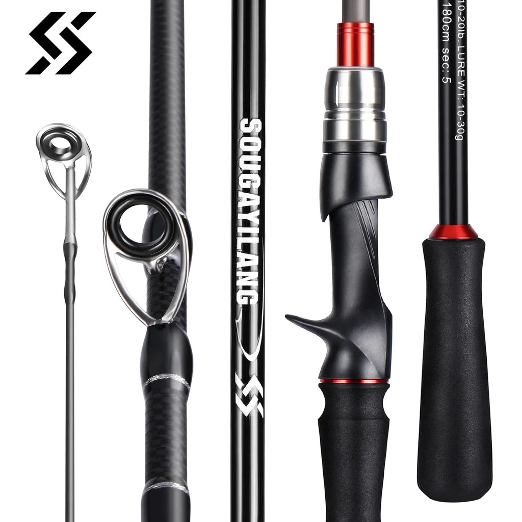 Sougayilang Lure Fishing Rod 1.8m 2.1m Spinning  Bait Casting Rod Carbon Fiber EVA Handle Fishing Pole