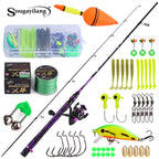 Sougayilang Spinning Fishing Rod and Reel Combo Kit with Line Lure Hooks Complete Fishing Gear Set for Freshwater Bass