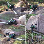 Sougayilang Baitcasting Fishing Rod Kits Carbon Fiber 4Sections Casting Rod and Metal Spool Reel for Freshwater Bass Fishing Set