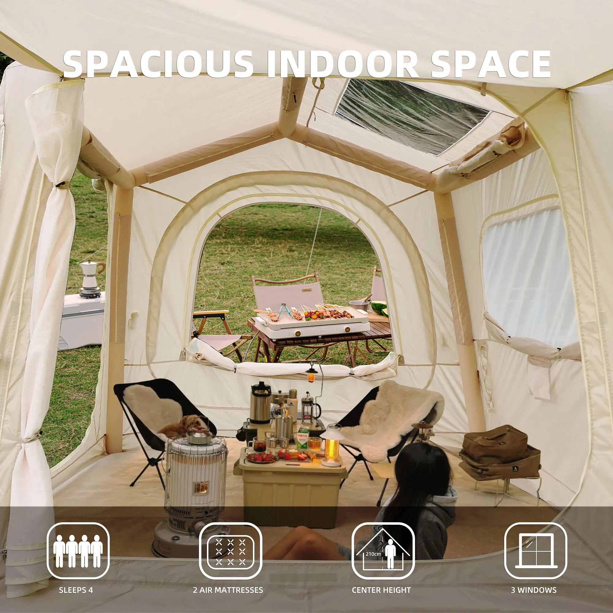 Inflatable Tents for Camping suv tent  Easy Setup Inflatable Tent Waterproof  Glamping Tents for Camping Adult 4/6/8 Person