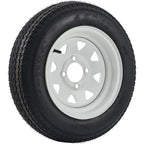 2-Pack 4.80-12 Trailer Tires On Rims Load Range C 6-PLY 12" White Spoke Wheels 4 Lug 4" Bolt Pattern for Camper Boat Trailers