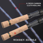 ROLLFISH Ultra Light Carbon Fiber Spinning & Casting Fishing Rod, UL Power Freshwater for Trout Bass with Sensitive Tip