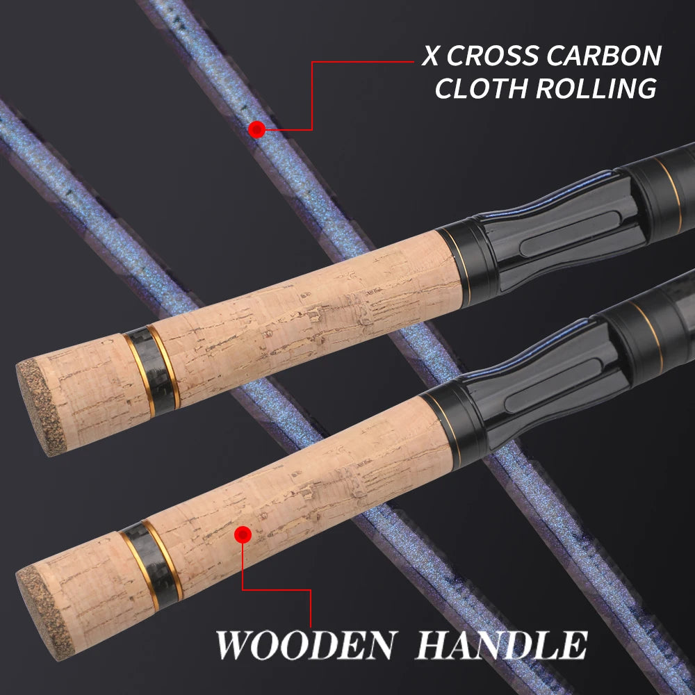 ROLLFISH Ultra Light Carbon Fiber Spinning & Casting Fishing Rod, UL Power Freshwater for Trout Bass with Sensitive Tip