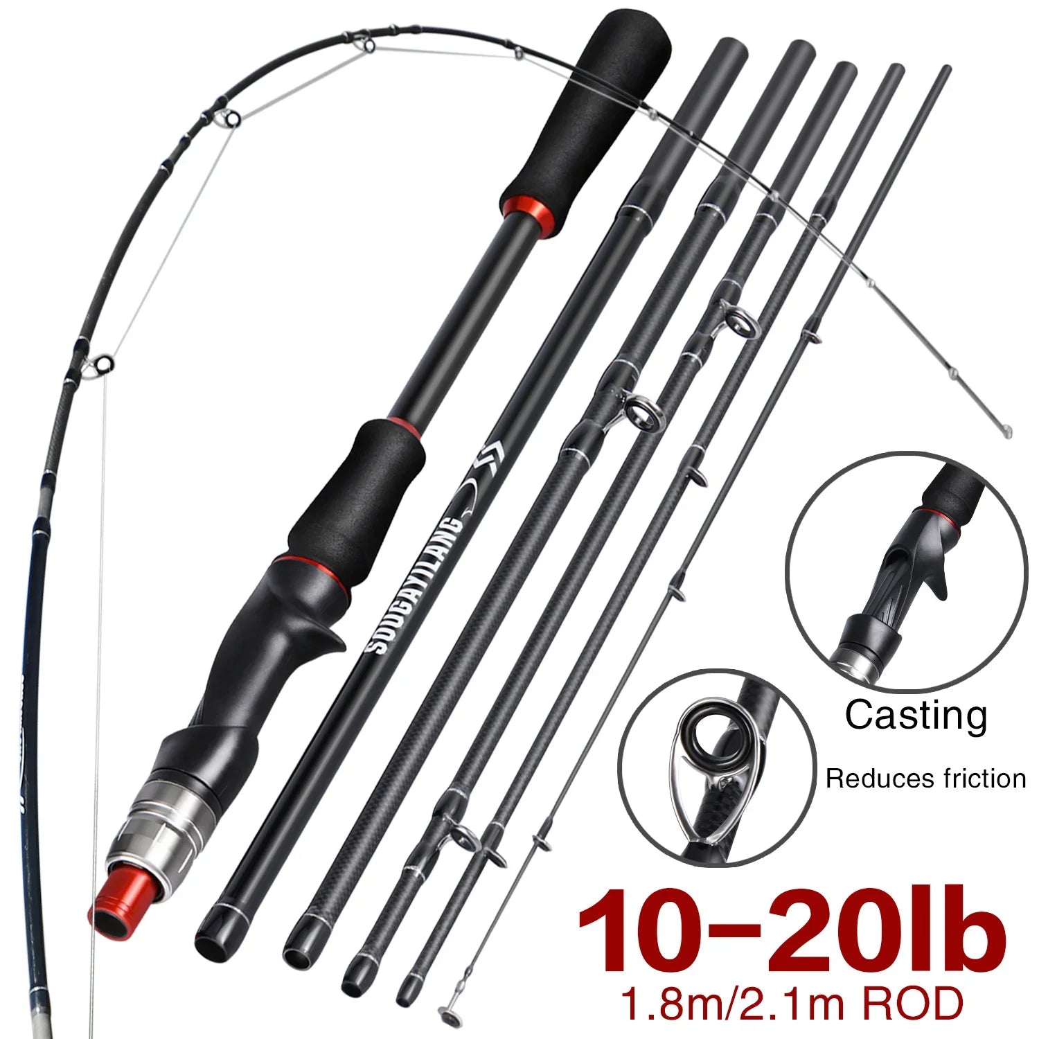 Sougayilang Lure Fishing Rod 1.8m 2.1m Spinning  Bait Casting Rod Carbon Fiber EVA Handle Fishing Pole