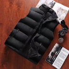 Mens Vest Jacket Warm Sleeveless Jackets Winter Waterproof Zipper Coat Autumn Stand-up Collar