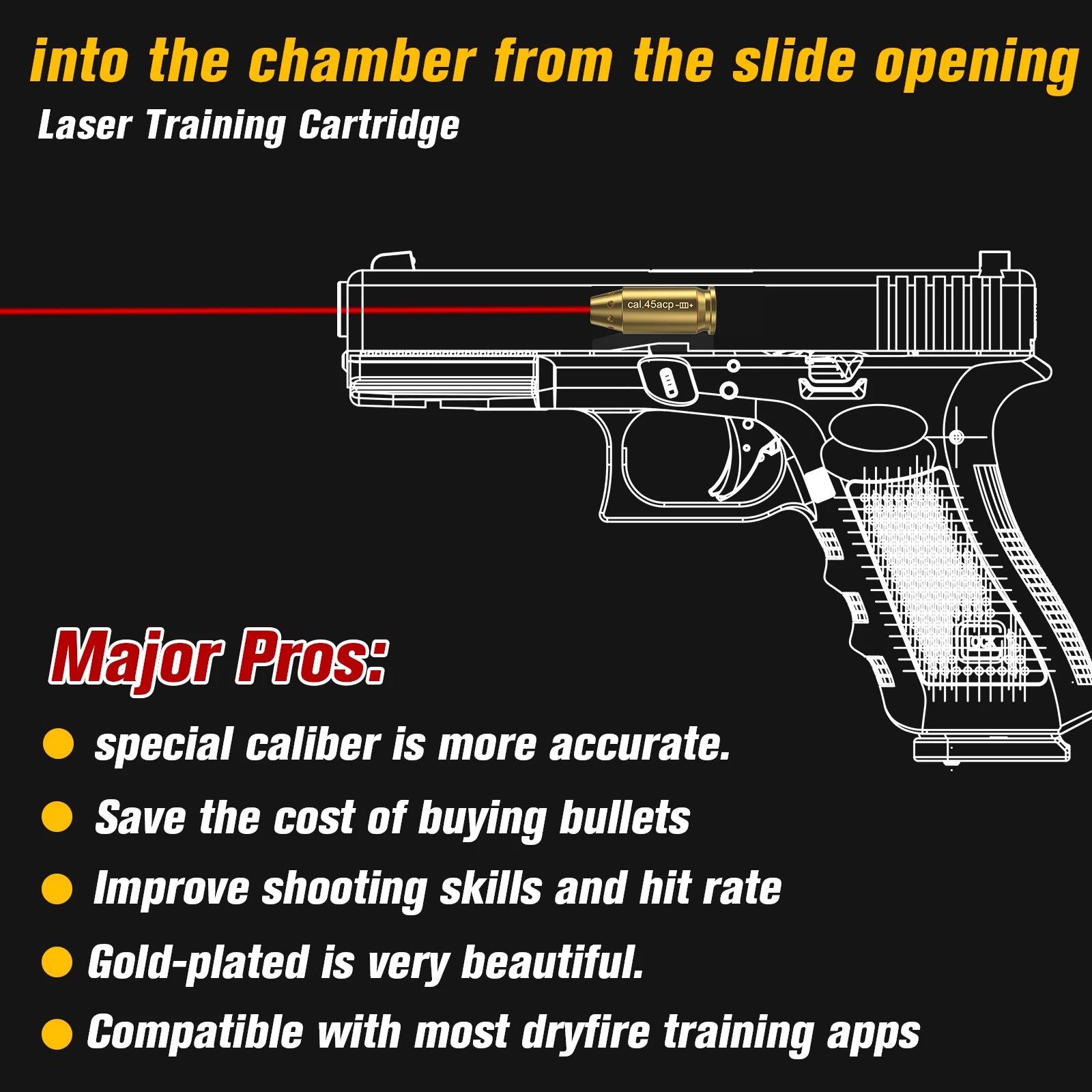 45ACP Red Laser Calibration Tool - Hunting Accessories Training Shooting Calibrator.