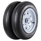 2-Pack 4.80-12 Trailer Tires On Rims Load Range C 6-PLY 12" White Spoke Wheels 4 Lug 4" Bolt Pattern for Camper Boat Trailers