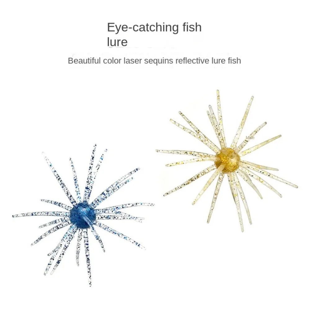 2PCS Dice Fishing Sea Urchin Lures 2.8g 8.7g Silicone Worm   Lure Handmade Artificial Tackle.