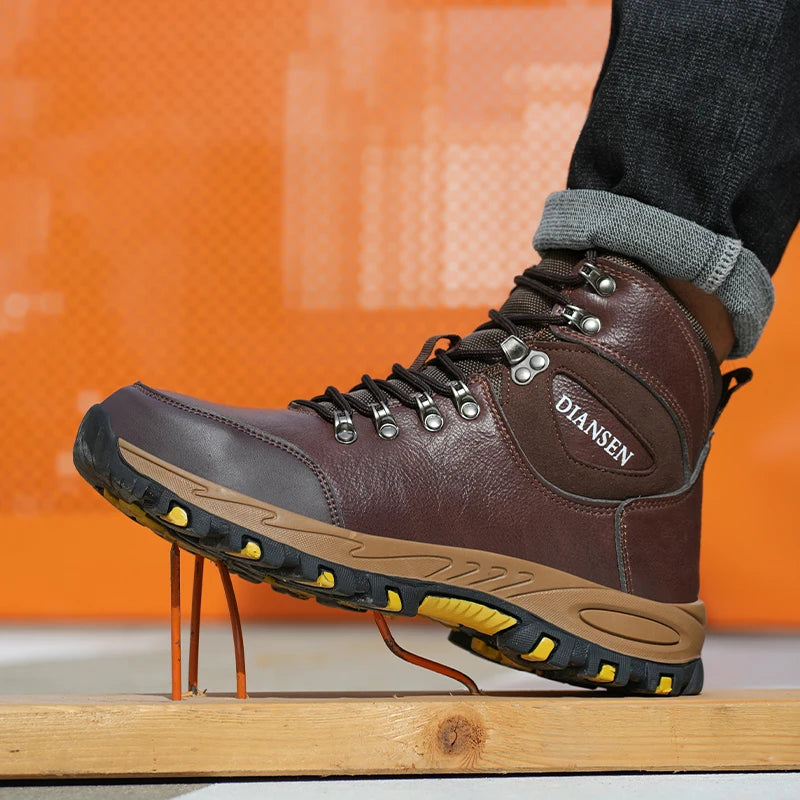 Waterproof Leather Indestructible Mens Outdoor Military Boots Anti-smash Anti-puncture Industrial Shoes