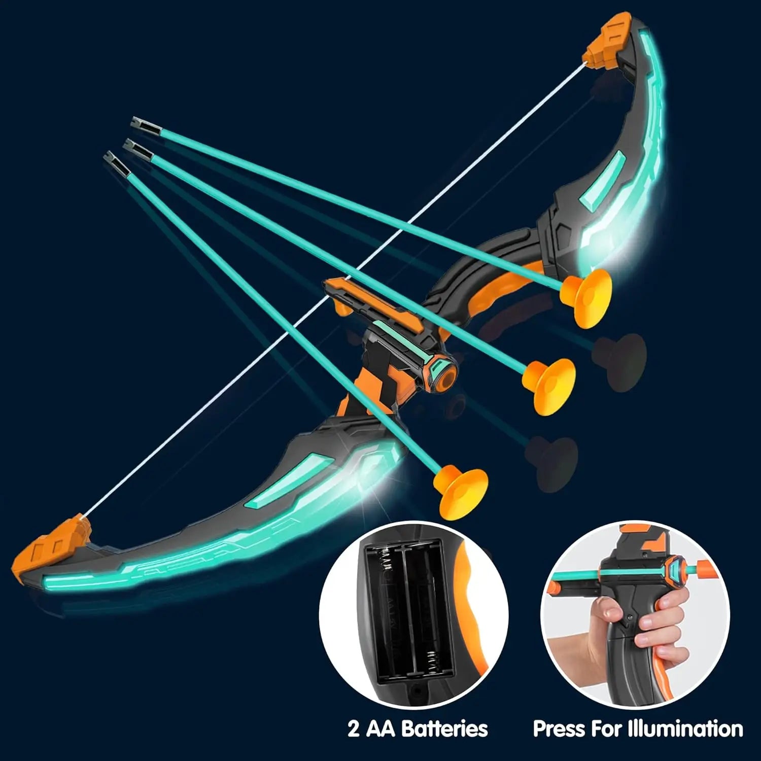 JOYFY Kids Bow and Arrow Set LED Light Up Archery Toy With 9 Suction Cup Arrows Target for Kid Ages 6-12 Outdoor Play Gift