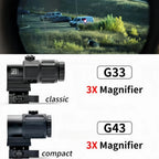 Tactical  G33 G43 G45 Sight Fixed 3X 5X Magnifier Scope with Quick Disassembly and Flipping for Airsoft Hunting