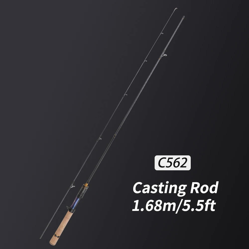 ROLLFISH Ultra Light Carbon Fiber Spinning & Casting Fishing Rod, UL Power Freshwater for Trout Bass with Sensitive Tip