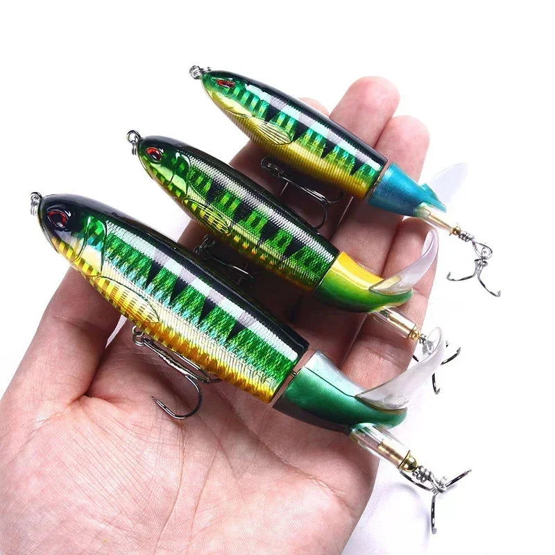 Popper Fishing Lure Set 11cm/14g Artificial Topwater Hard Bait Rotating Wobblers Tackle Fishing Bait Accessories 5/10Pcs
