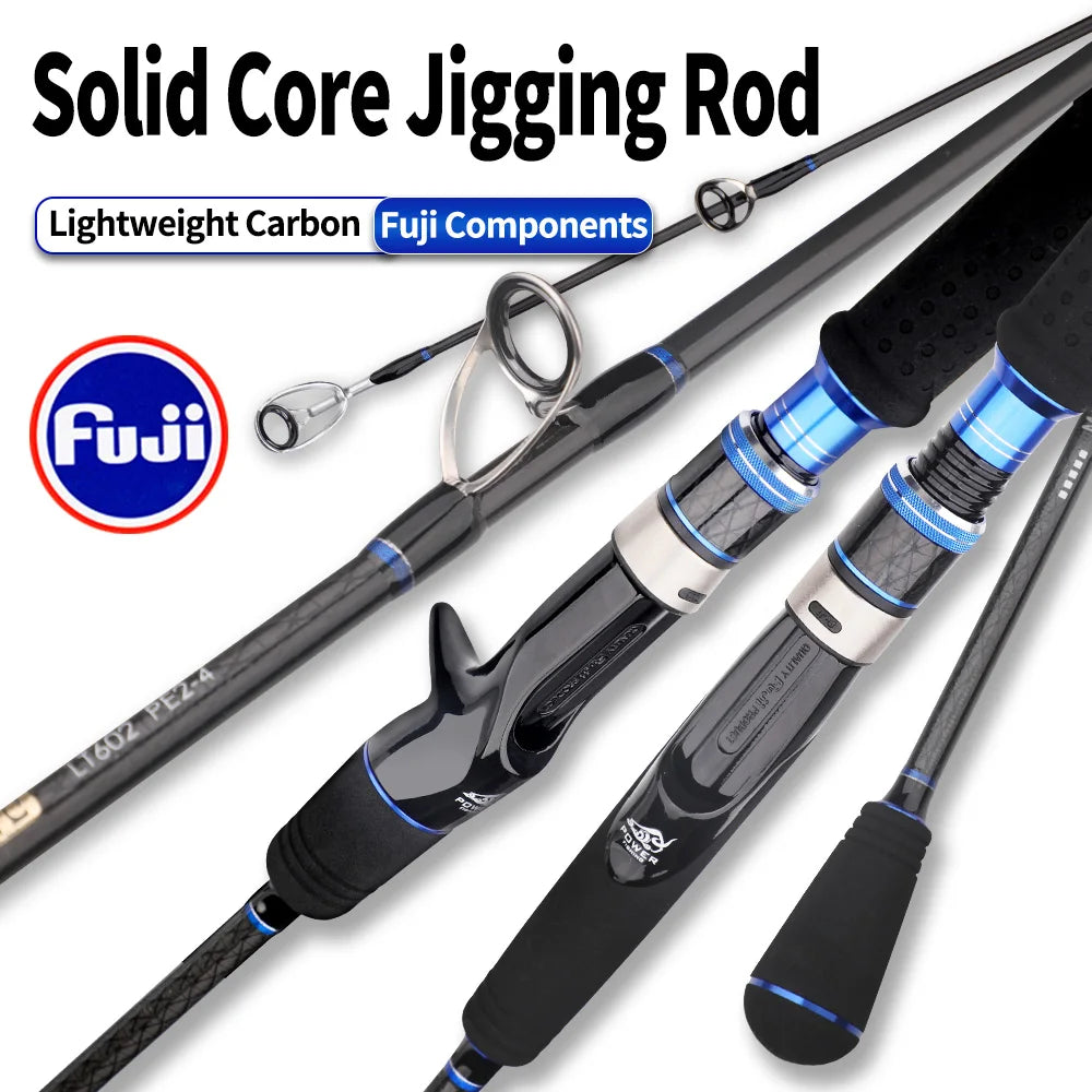 ROLLFISH Premium Fast Jigging Rod – Carbon Fiber, Fuji Guides & Reel Seat, Spinning/Casting Saltwater Fishing Rod