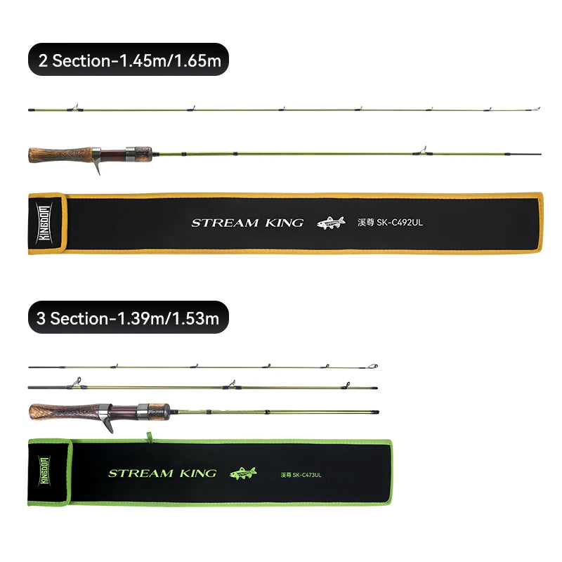STREAM KING  Spinning Fishing Rod  61.9g Ultralight Casting Carbon Rods MF Action UL L power  Fishing Tackle Travel Rod