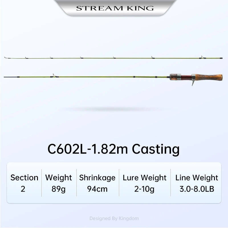 STREAM KING  Spinning Fishing Rod  61.9g Ultralight Casting Carbon Rods MF Action UL L power  Fishing Tackle Travel Rod